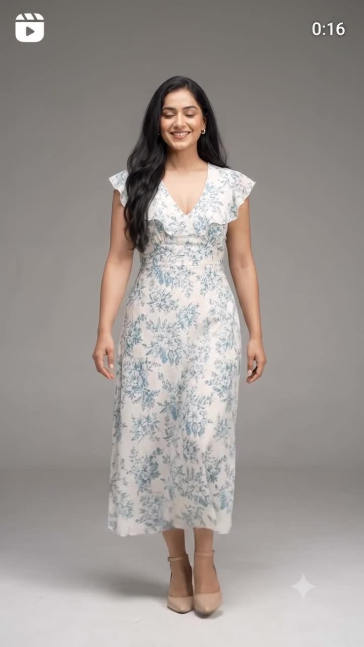 Ananya walking in a floral dress in a fashion reel